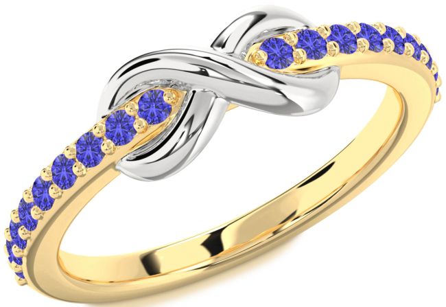 Tanzanite Gold Silver Infinity Round Ring