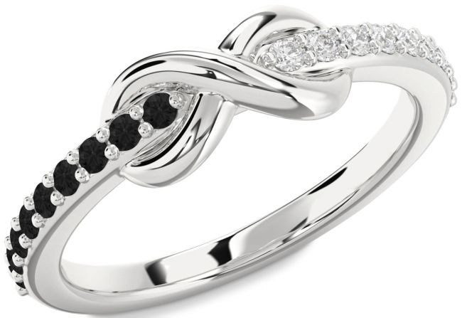 Black Diamond Silver Infinity Round Promise Ring