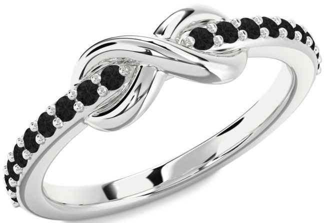 Black Diamond Silver Infinity Round Ring