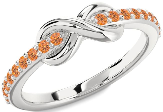 Citrine Silver Infinity Round Ring