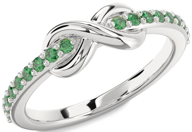 Emerald White Gold Infinity Round Ring