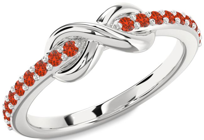 Fire Opal Silver Infinity Round Ring