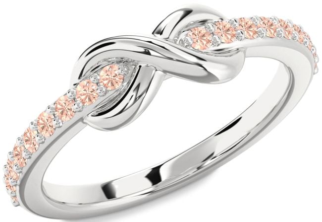 Morganite Silver Infinity Round Ring