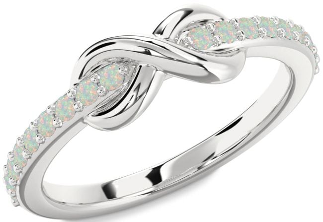 Opal Silver Infinity Round Ring
