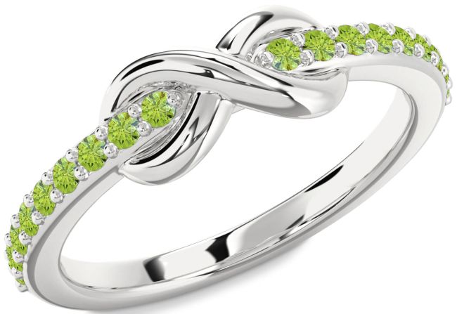 Peridot Silver Infinity Round Ring