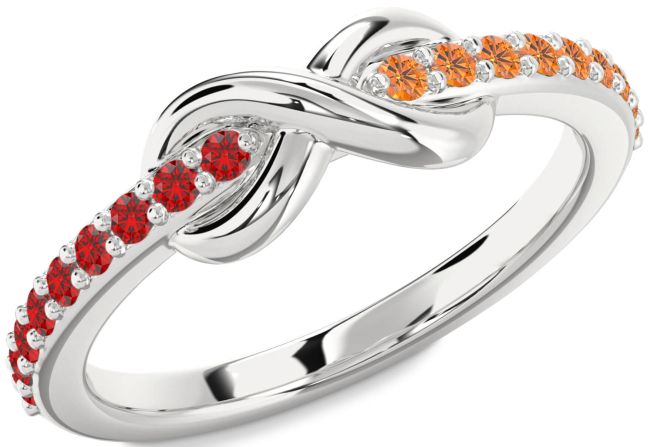 Ruby & Citrine Silver Infinity Round Promise Ring