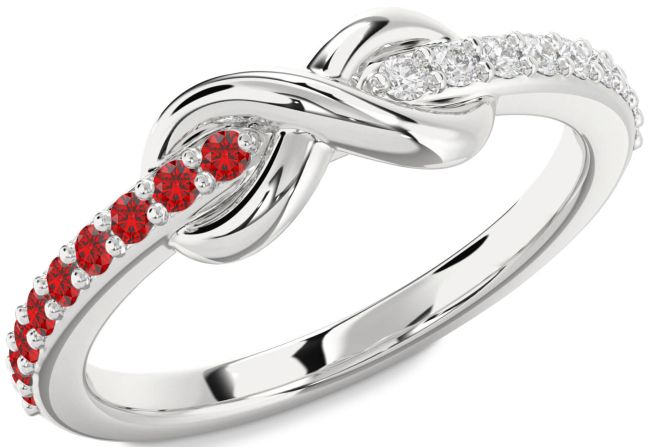 Diamond & Ruby Silver Infinity Round Promise Ring
