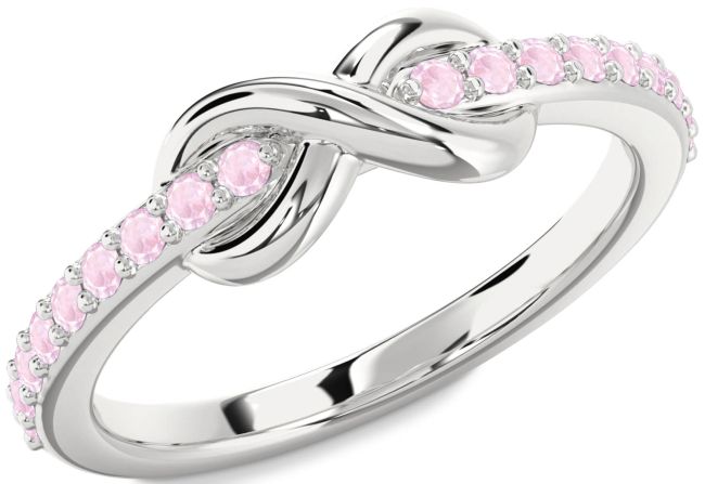 Rose Quartz Silver Infinity Round Ring