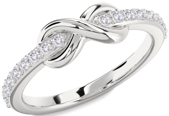 Salt & Pepper Diamond Silver Infinity Round Ring