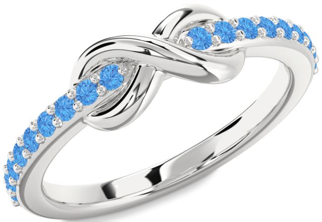 Swiss Blue Topaz Silver Infinity Round Ring