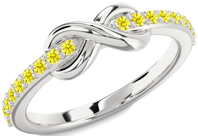 Yellow Sapphire Silver Infinity Round Ring