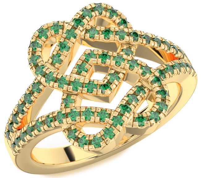 Emerald Gold Heart Ring