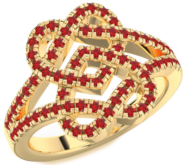Ruby Gold Heart Ring