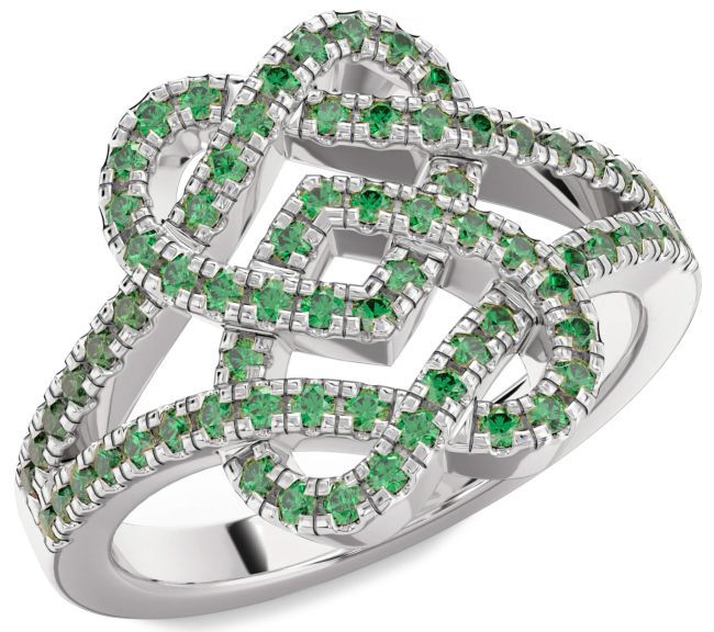 Emerald Platinum Heart Ring