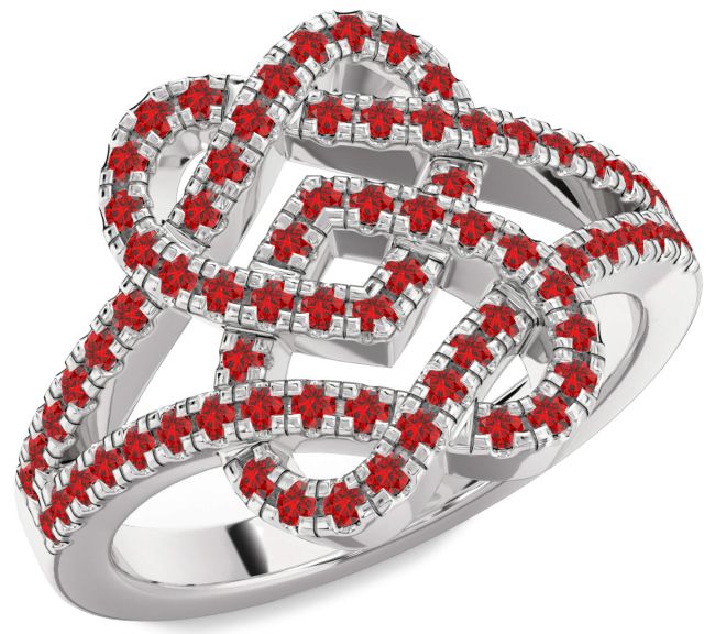 Ruby Platinum Heart Ring