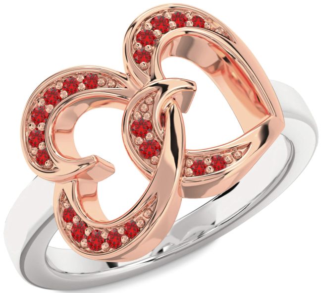 Ruby Rose Gold Silver Heart Ring