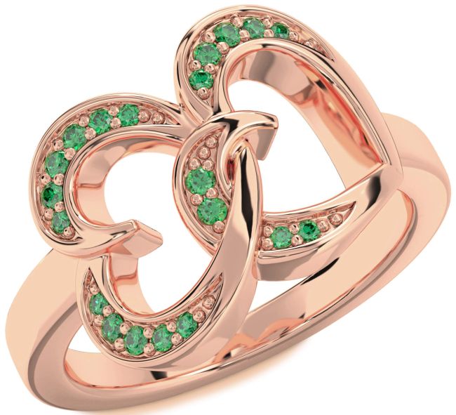 Emerald Rose Gold Heart Ring