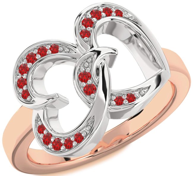 Ruby Rose Gold Silver Heart Ring