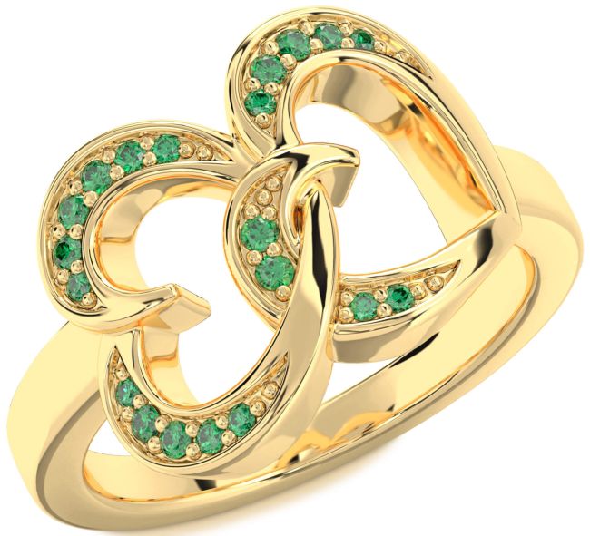 Emerald Gold Heart Ring