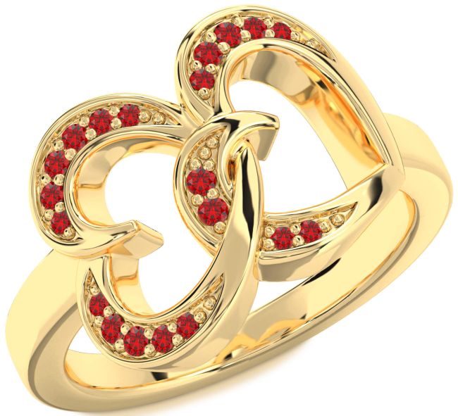 Ruby Gold Heart Ring