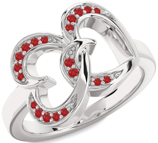 Ruby Platinum Heart Ring