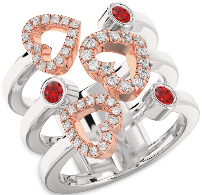 Ruby Rose Gold Silver Heart Ring