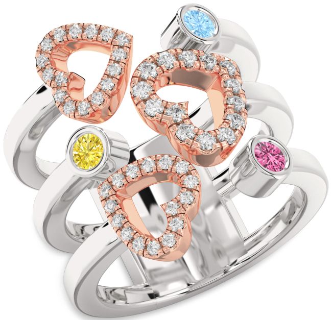 Platinum & Rose Gold Heart Promise Ring