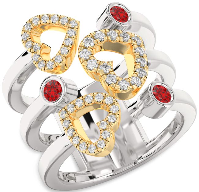 Ruby Silver & 10K gold Heart Ring