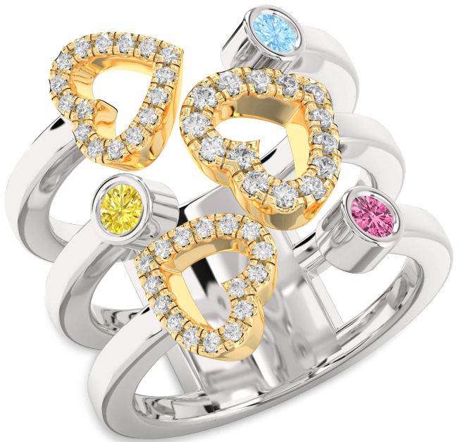 White Yellow Gold Heart Promise Ring