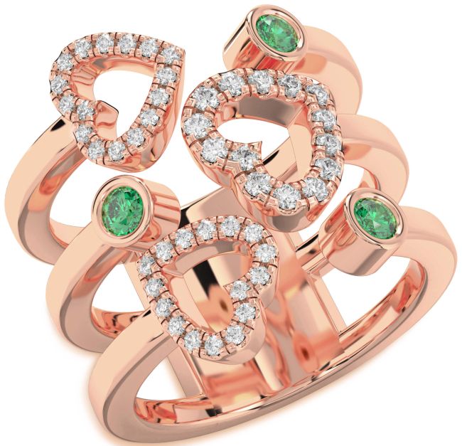 Emerald Rose Gold Heart Ring