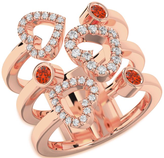 Fire Opal Rose Gold Heart Ring
