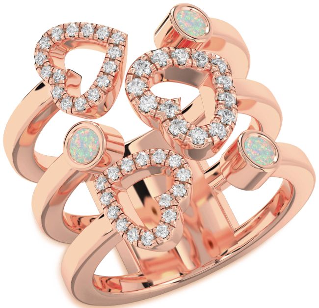 Opal Rose Gold Heart Ring