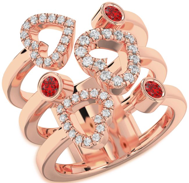Ruby Rose Gold Heart Ring