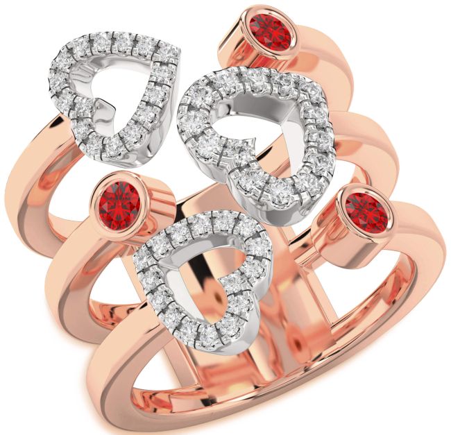 Ruby Rose Gold Silver Heart Ring