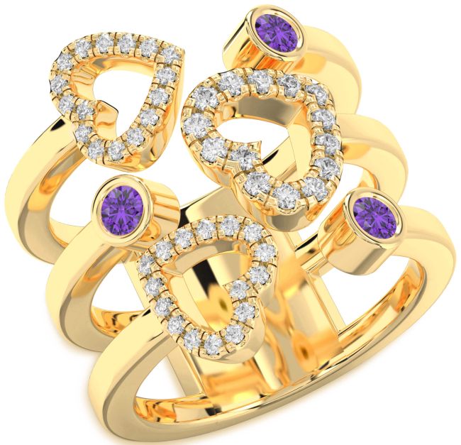 Amethyst Gold Heart Ring