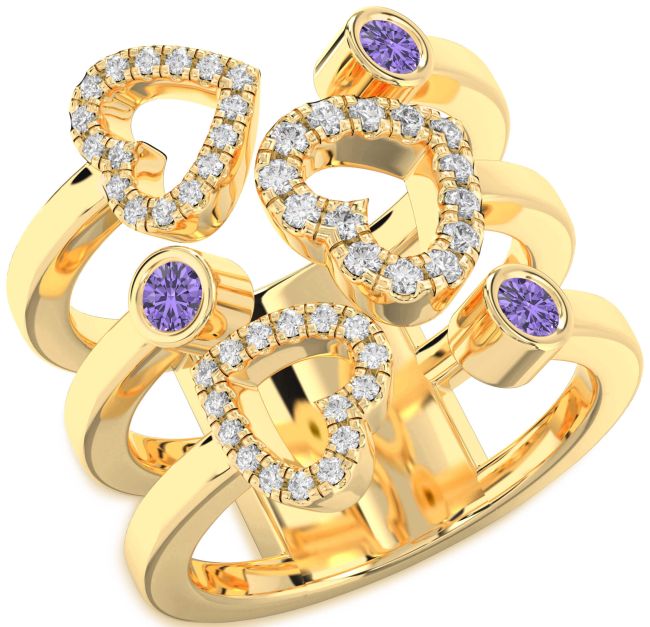 Alexandrite Gold Heart Ring