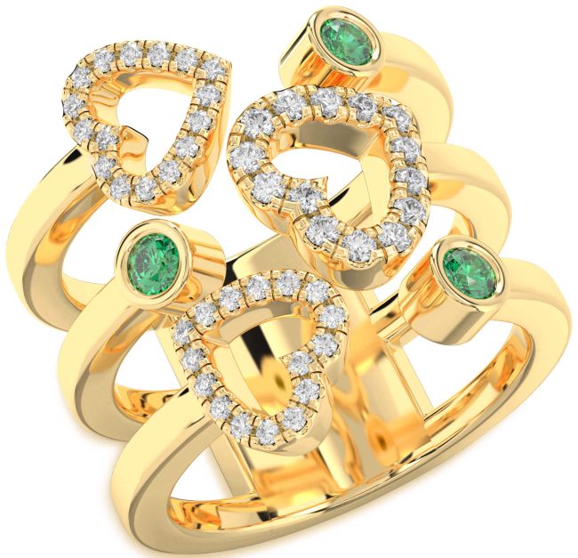 Emerald Gold Heart Ring
