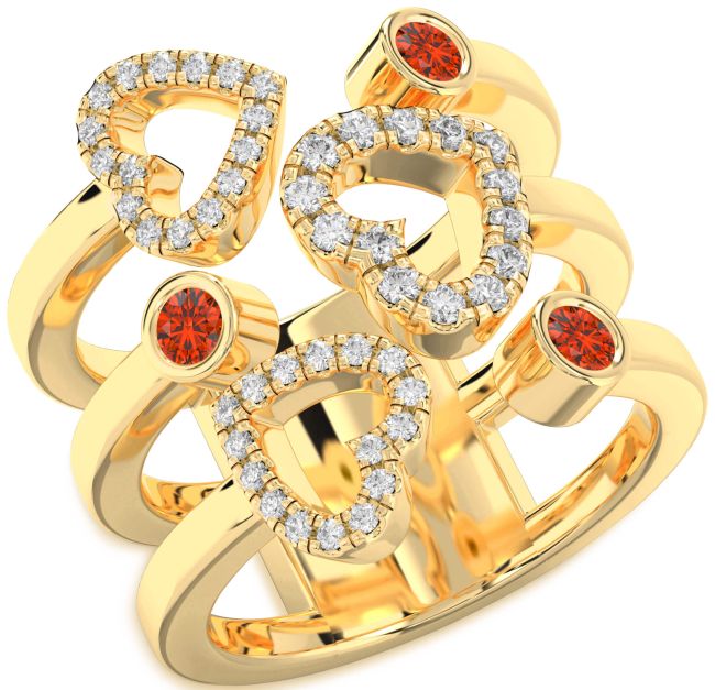 Fire Opal Gold Heart Ring