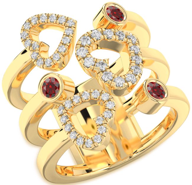 Garnet Gold Heart Ring