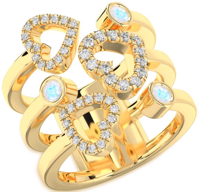 Moonstone Gold Heart Ring