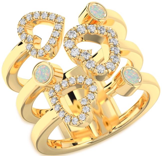 Opal Gold Heart Ring