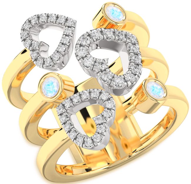 Moonstone Gold Silver Heart Ring