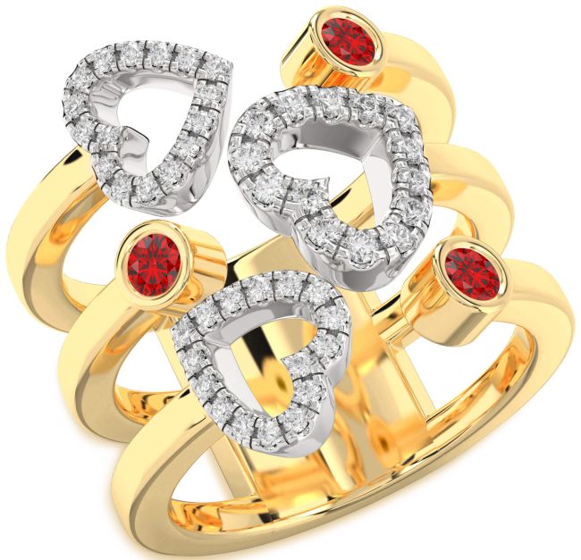Ruby Platinum & Yellow Gold Heart Ring