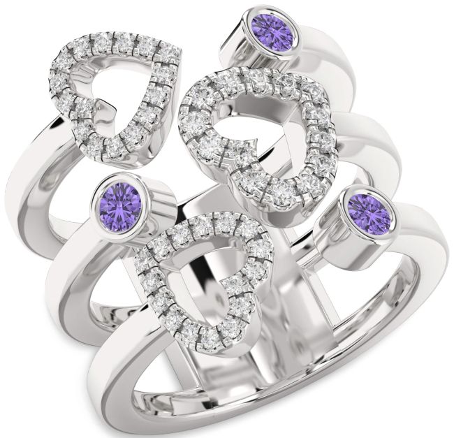 Alexandrite Platinum Heart Ring