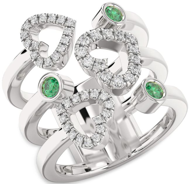 Emerald Platinum Heart Ring