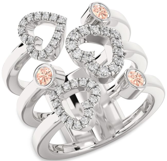 Morganite Silver Heart Ring