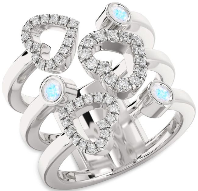 Moonstone Platinum Heart Ring