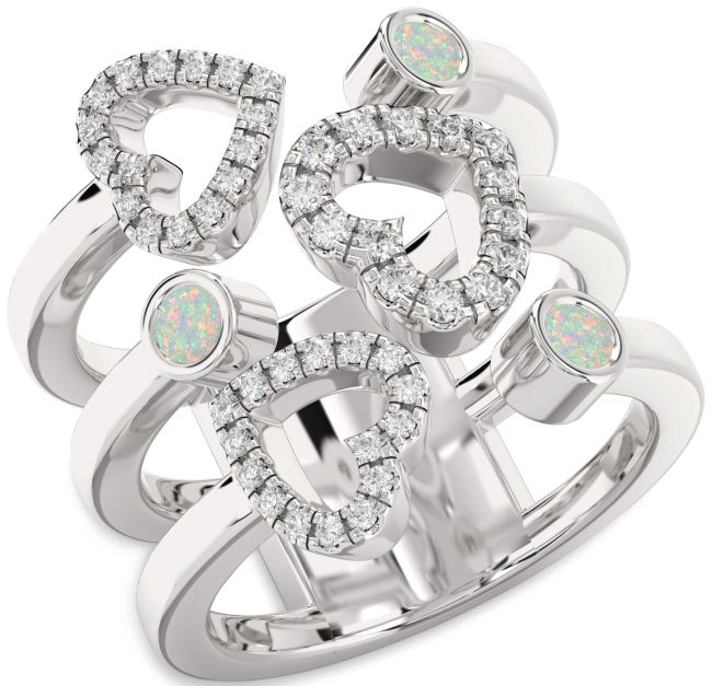 Opal Platinum Heart Ring