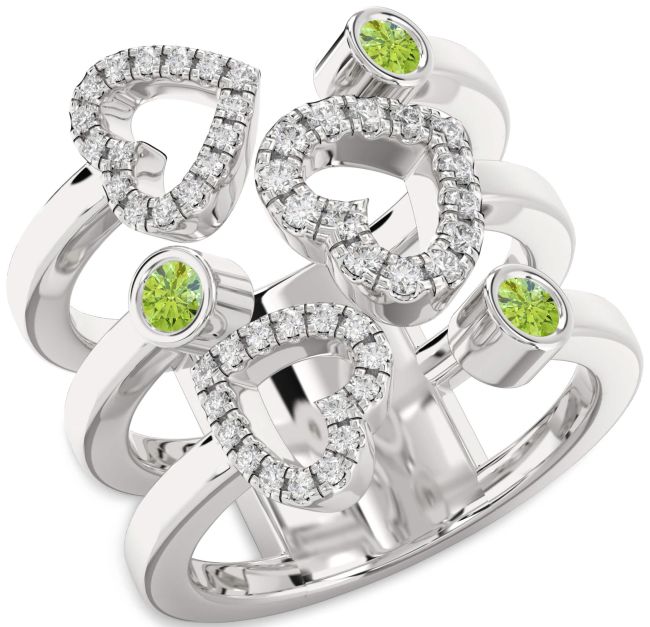 Peridot Platinum Heart Ring