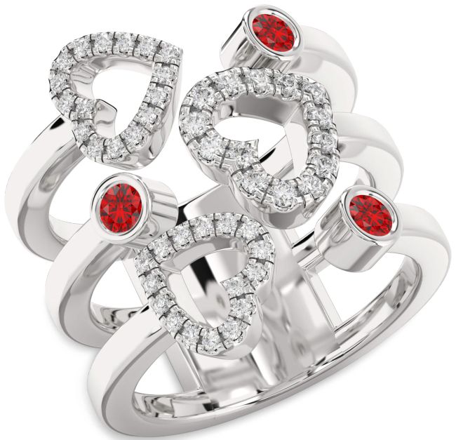 Ruby Platinum Heart Ring